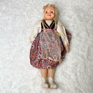 Vintage Poland Celluloid Stuffed Doll